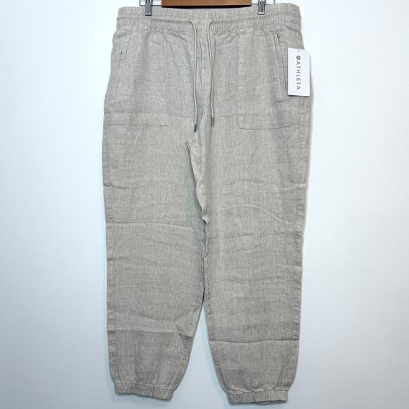 Athleta Retreat Linen Jogger Pants In Natural Size XL New - Picture 2 of 11